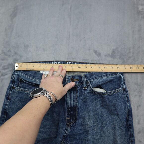 Nautica Jeans Mens 33 Blue Bootcut Mid Rise Cotton Pocket Button Zip Denim Pants - Picture 3 of 16